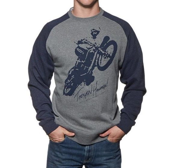 Bluza casual THOR s6 crew niebiesko/szara M