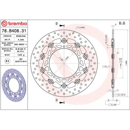 Tarcza hamulcowa BREMBO YAMAHA FZ6S FAZER