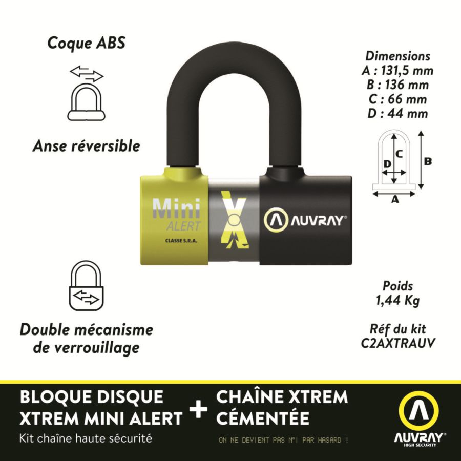 Zabezpieczenie AUVRAY U-LOCK XTREM MINI ALERT