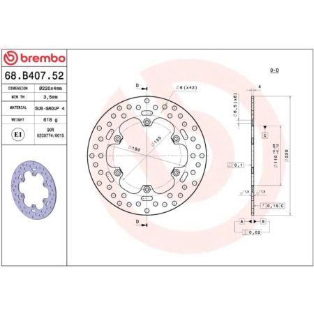 Tarcza hamulcowa BREMBO GAS GAS EC125