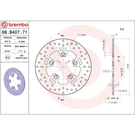 Tarcza hamulcowa BREMBO KYMCO XCT 125i