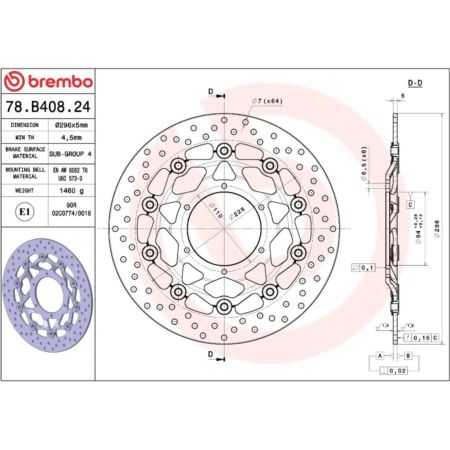 Tarcza hamulcowa BREMBO HONDA CB600F HORNET