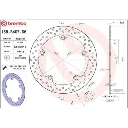 Tarcza hamulcowa BREMBO BMW F750GS