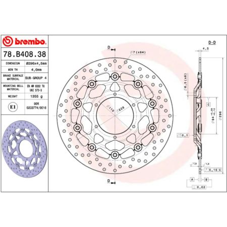 Tarcza hamulcowa BREMBO HONDA CBF1000F