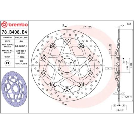 Tarcza hamulcowa BREMBO ORO HONDA CRF 1000 L