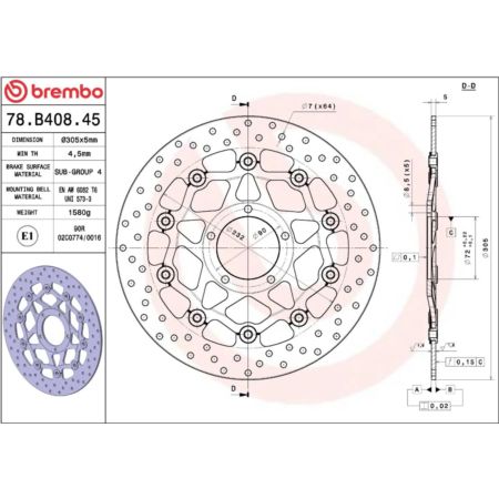 Tarcza hamulcowa BREMBO ORO DUCATI HYPERMOTARD