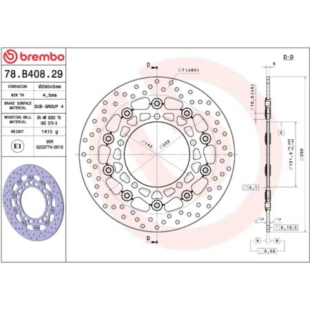 Tarcza hamulcowa BREMBO ORO SUZUKI SFV 650 GLADIUS