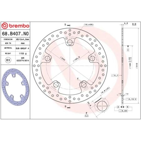 Tarcza hamulcowa BREMBO ORO HONDA VFR 1200 X