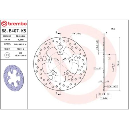 Tarcza hamulcowa BREMBO ORO KTM SUPER DUKE 1290 GT