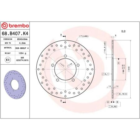 Tarcza hamulcowa BREMBO ORO KAWASAKI J 125