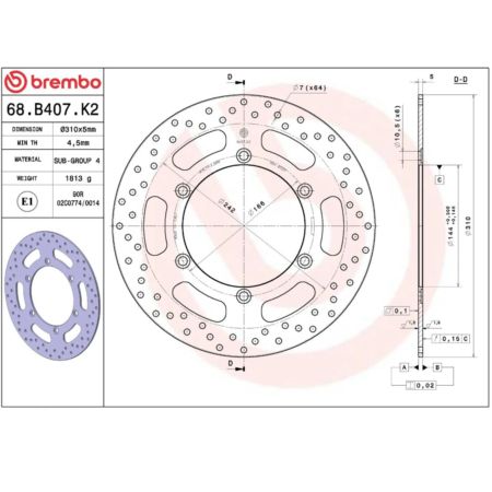 Tarcza hamulcowa BREMBO ORO TRIUMPH BONNEVILLE 800