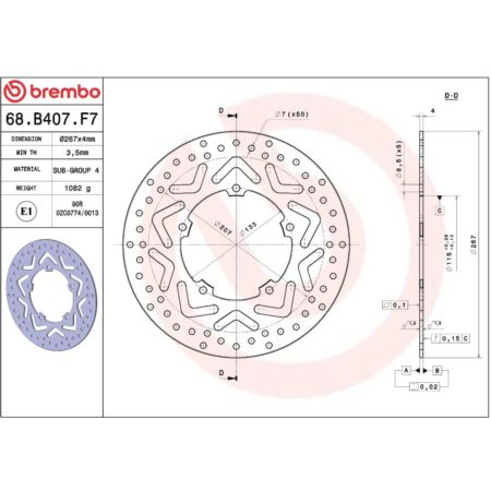 Tarcza hamulcowa BREMBO ORO YAMAHA HW 125 XENTER