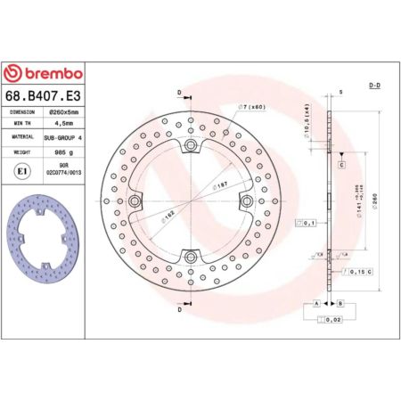 Tarcza hamulcowa BREMBO ORO KAWASAKI KLV 1000