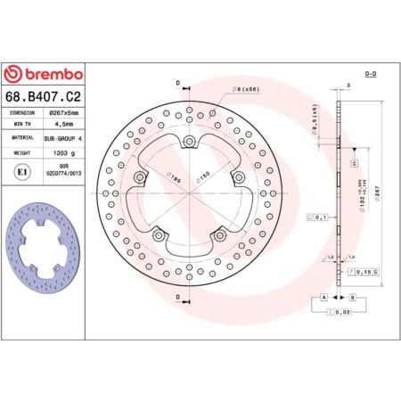 Tarcza hamulcowa BREMBO ORO YAMAHA XP 500 T-MAX