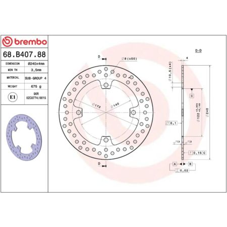 Tarcza hamulcowa BREMBO ORO SUZUKI RM-Z 250