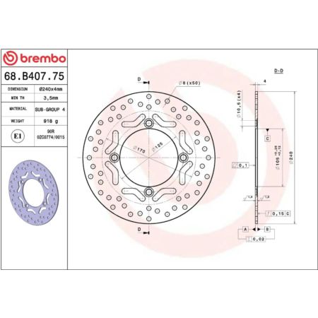 Tarcza hamulcowa BREMBO ORO HONDA CB 250 NIGHTHAWK