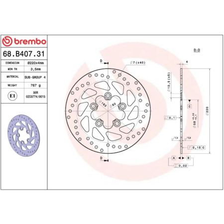 Tarcza hamulcowa BREMBO ORO KYMCO BET & WIN 150