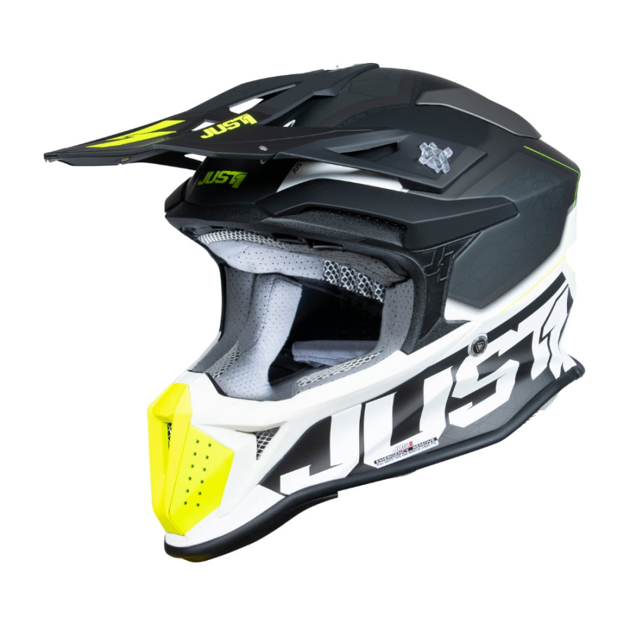 Kask JUST1 J-18 F Hexa Żółty Fluo/Czarny/Biały